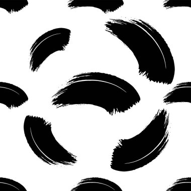 Vektör Soyut siyah fırça kıvırcık. Siyah ve beyaz oyulmuş mürekkep sanatı. Kesintisiz arka plan deseni.