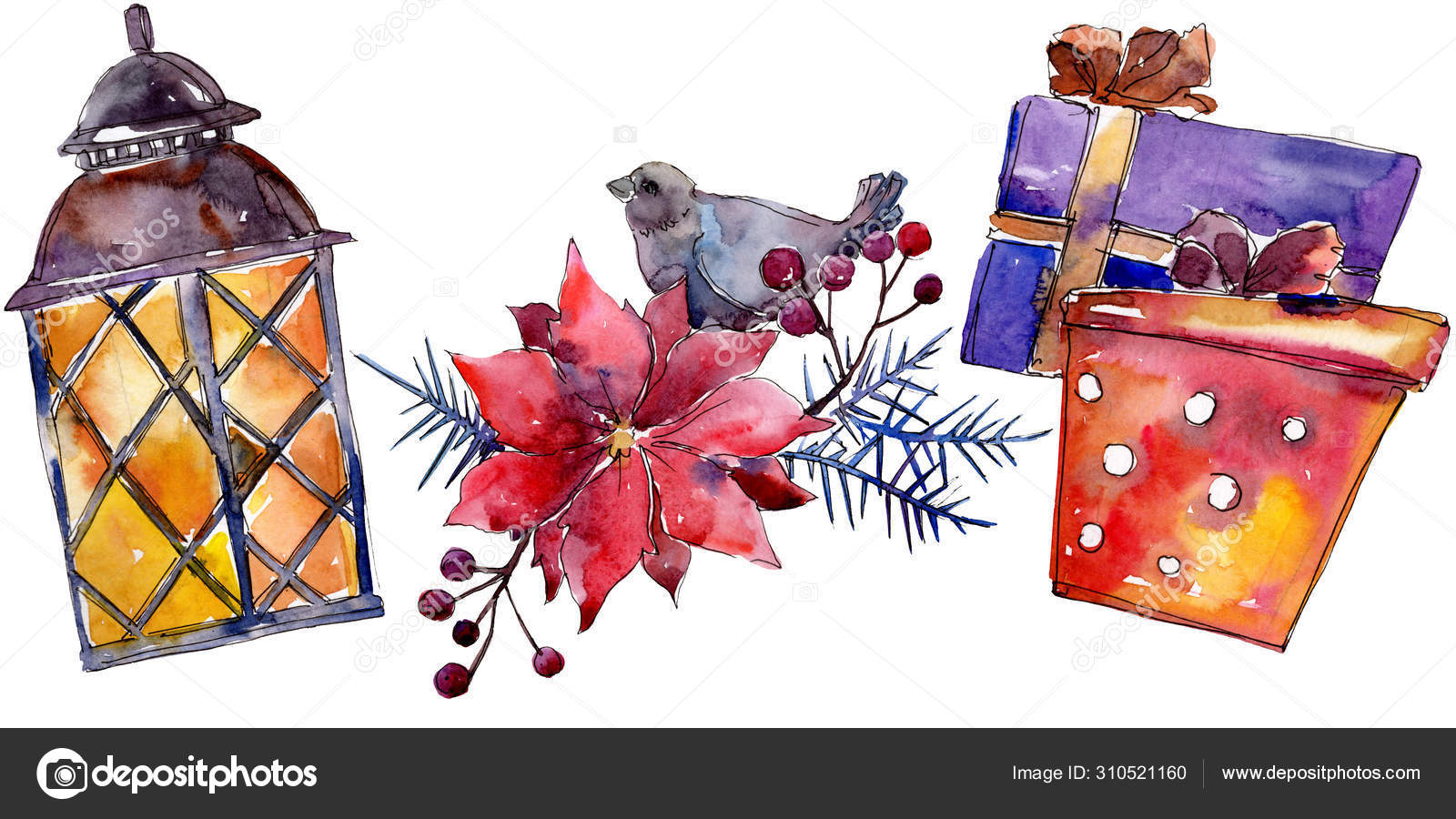 Download Christmas Winter Holiday Symbol Isolated 2020 Year Happy Holidays Watercolor Background Illustration Set Stock Photo Image By C Mystocks 310521160