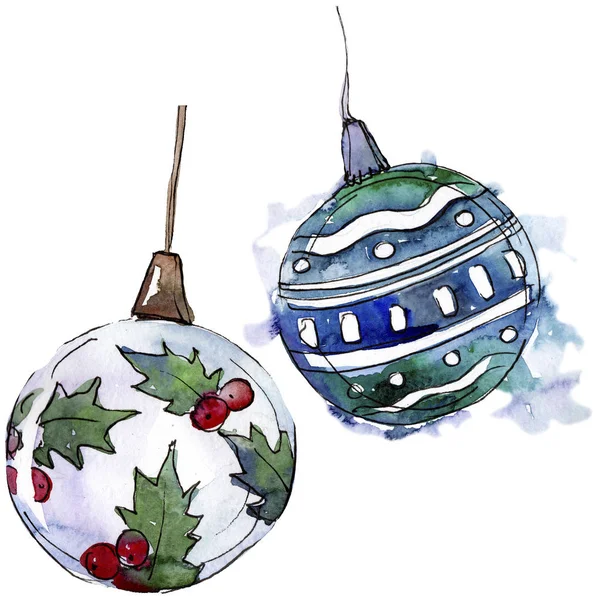 Christmas winter holiday symbol isolated. 2020 year, happy holidays. Watercolor background illustration set.