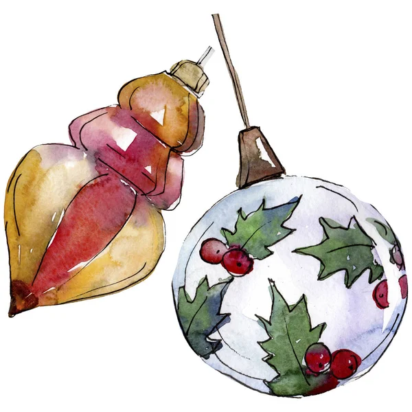 Symbol vánočního zimního svátku je izolovaný. 2020 rok, šťastné svátky. Akvarel – sada ilustrace. — Stock fotografie