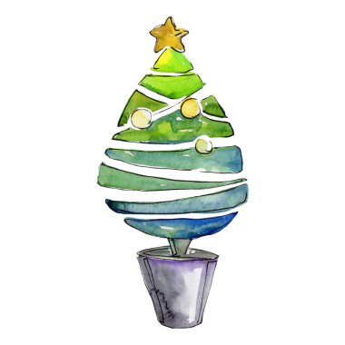 Noel kış tatili sembolü izole. Suluboya arka plan seti. Yalıtılmış noel illüstrasyon öğesi.