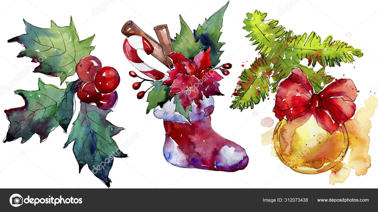 Download Christmas Winter Holiday Symbol Isolated Watercolor Background Set Isolated Christmas Illustration Element Stock Photo Image By C Mystocks 312073438