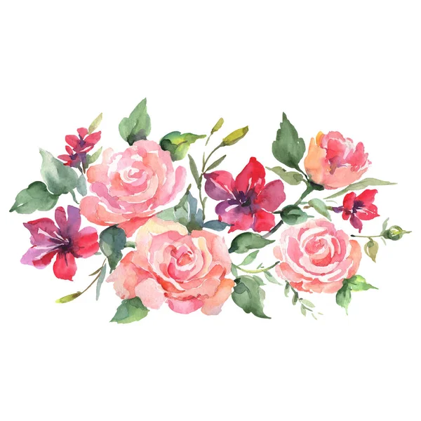 Rose boeket bloemen botanische bloemen. Aquarel achtergrond set. Geïsoleerde boeketten illustratie-element. — Stockfoto