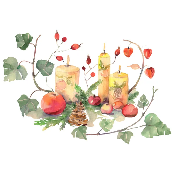 Bouquet de Noël symbole isolé. Ensemble d'illustration de fond aquarelle. Elément d'illustration de bouquet isolé . — Photo