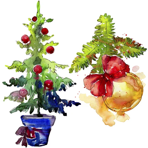 Karácsonyi téli üdülés szimbólum izolált. Akvarell háttér meg. A karácsonyi illusztrációs elem. — Stock Fotó