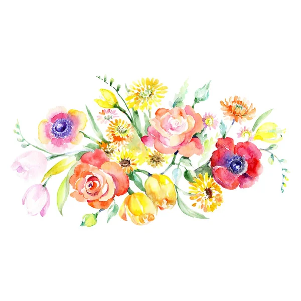 Bouquet floral botanical flowers. Watercolor background set. Isolated bouquets illustration element. — Stock Photo, Image