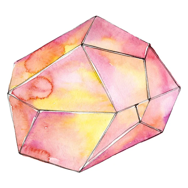 Pedra de diamante colorido jóias minerais. Conjunto de fundo aquarela. Isolado elemento ilustração de cristal . — Fotografia de Stock