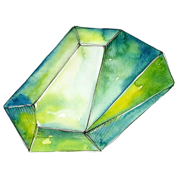 Pedra de diamante colorido jóias minerais. Conjunto de fundo aquarela. Isolado elemento ilustração de cristal . — Fotografia de Stock