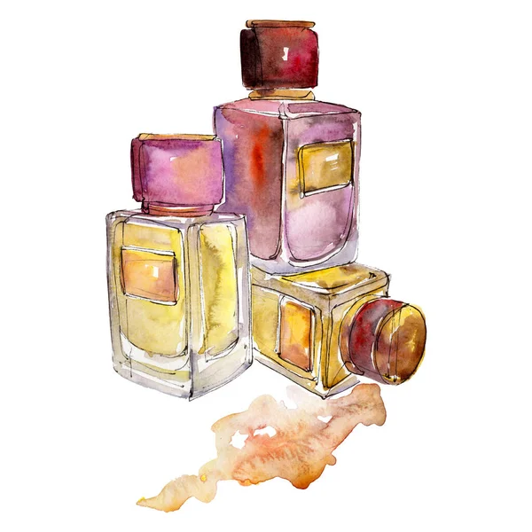 Ilustracja seksowny szkic perfum w stylu przypominającym akwarele element na białym tle. Zestaw tła akwarela. — Zdjęcie stockowe
