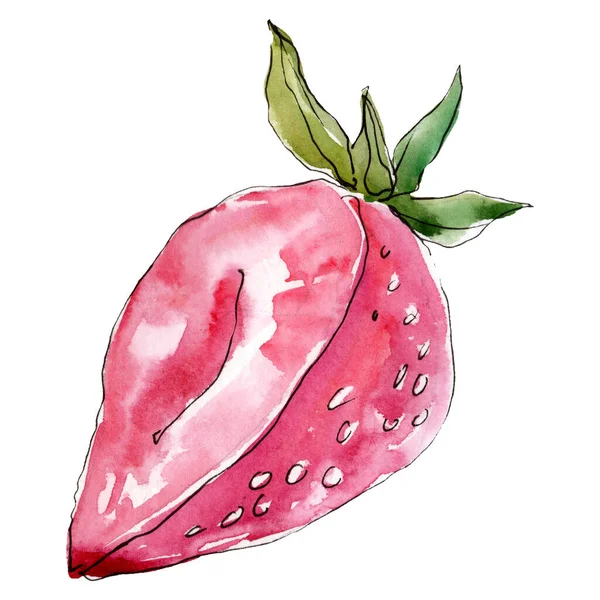 수채화 스타일의 딸기 건강 식품이 고립되어 있습니다. 수채화 배경 세트입니다. 절연 베리 일러스트 요소 — 스톡 사진