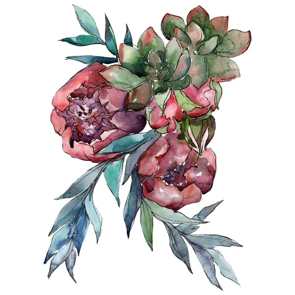 Bouquet floreale fiori botanici. Acquerello sfondo illustrazione set. Mazzi isolati elemento illustrazione . — Foto Stock