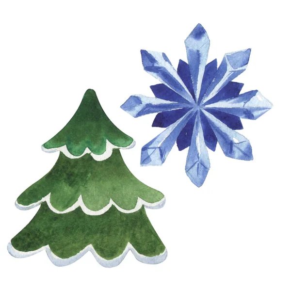 Noël vacances d'hiver symbole isolé. Ensemble d'illustration de fond aquarelle. Élément d'illustration d'hiver isolé . — Photo