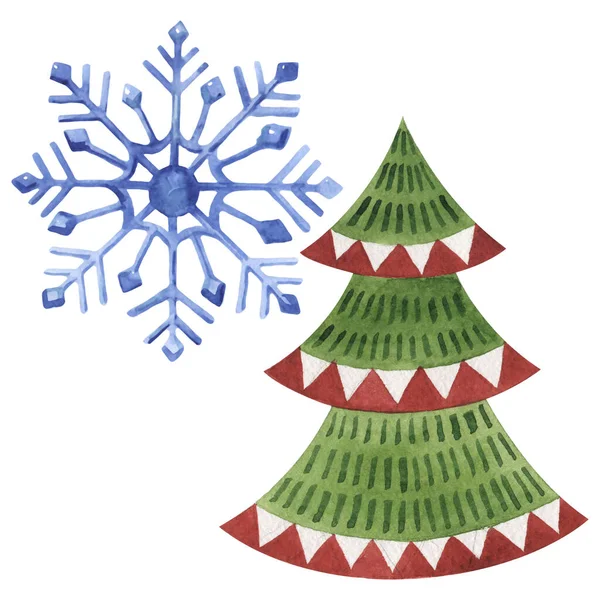 Navidad invierno vacaciones símbolo aislado. Conjunto de ilustración de fondo acuarela. Elemento aislado de ilustración invernal . —  Fotos de Stock