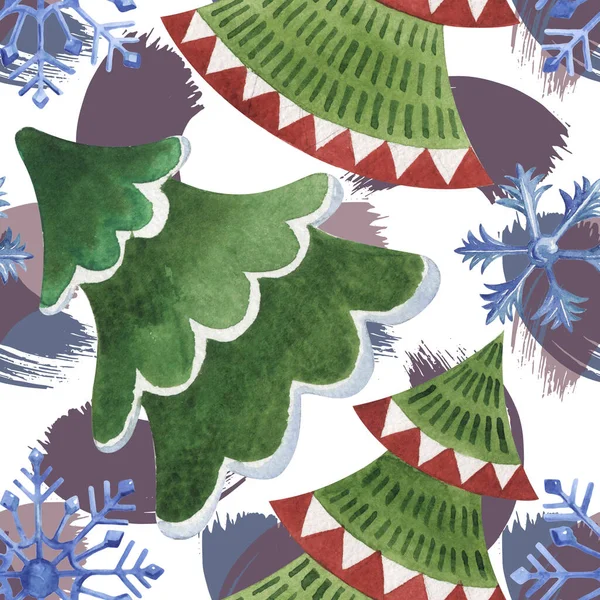 고립 된 크리스마스 겨울 휴가 기호입니다. 수채화 배경 일러스트 세트입니다. 원활한 배경 패턴. — 스톡 사진
