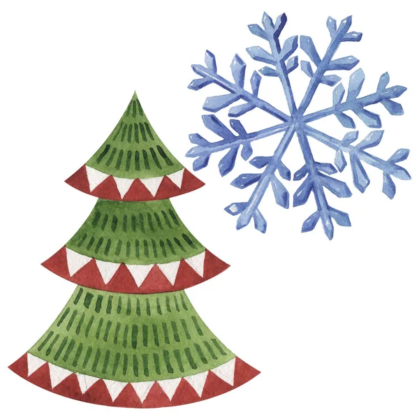 クリスマスの冬の休日のシンボルは隔離された。水彩の背景イラストセット。隔離された冬のイラスト要素. — ストック写真