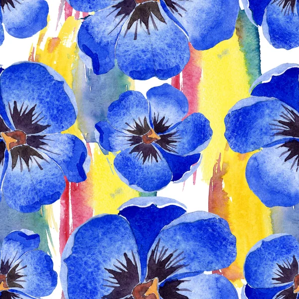 Blå tulpan blommiga botaniska blommor. Akvarell bakgrund illustration uppsättning. Sömlöst bakgrundsmönster. — Stockfoto