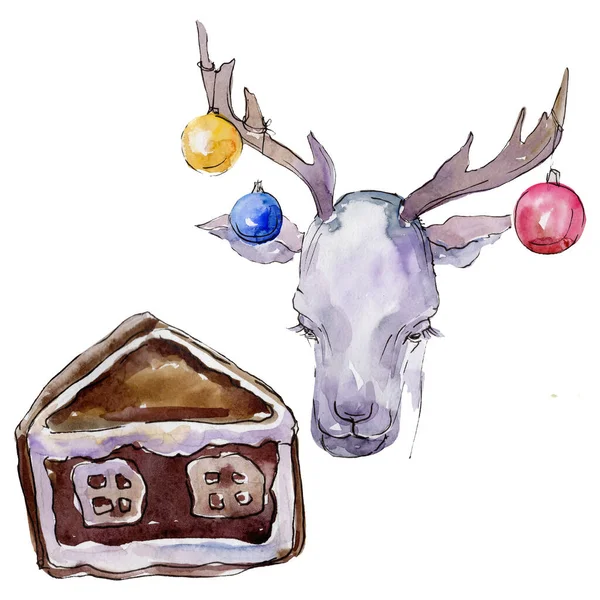 Noël vacances d'hiver symbole isolé. Ensemble de fond aquarelle. Elément d'illustration de Noël isolé . — Photo