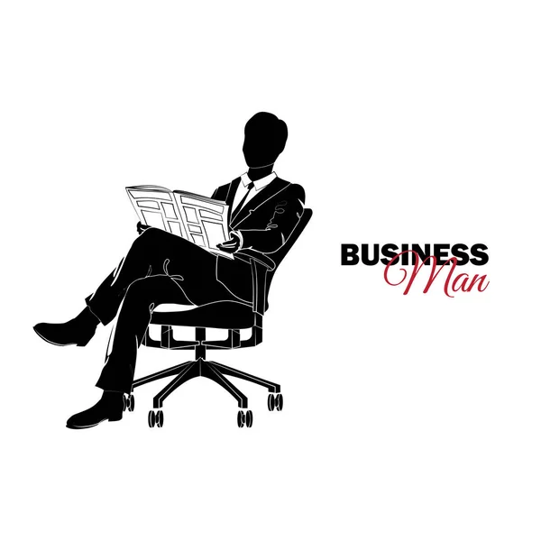 Geschäftsmann Manager Ein Mann Businessanzug Geschäftsmann Sitzt Stuhl Und Liest — Stockvektor