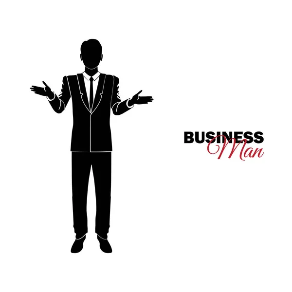 Businessman Manager Man Business Suit Businessman Spreads His Arms Surprised — Stock Vector