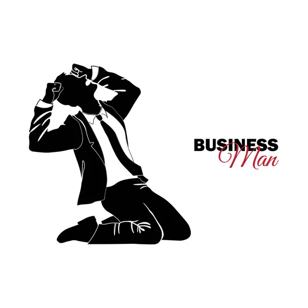 Businessman Manager Man Business Suit Businessman His Knees Screams — Stock Vector