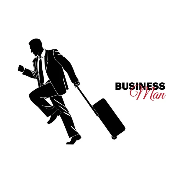 実業家 マネージャー ビジネス スーツの男 ビジネスマンが スーツケースを持って実行されている後半は — ストックベクタ