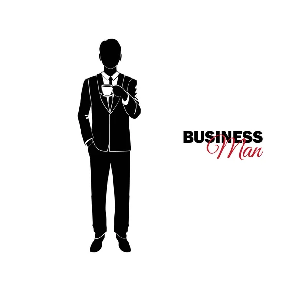 Επιχειρηματίας Διαχείριση Ένας Άντρας Ένα Επαγγελματικό Κοστούμι Επιχειρηματίας Πίνοντας Καφέ — Διανυσματικό Αρχείο