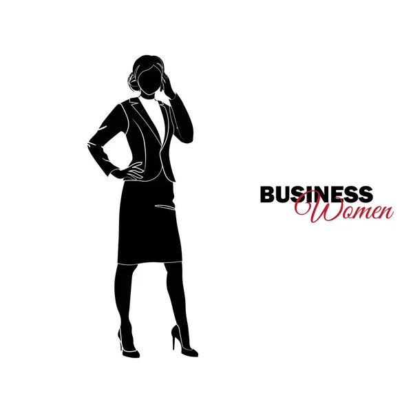 Businesswoman Woman Business Suit Businesswoman Talking Phone — Stock Vector