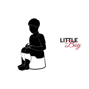 Küçük çocuk, bebek. Küçük bir çocuk bir pot oturuyor