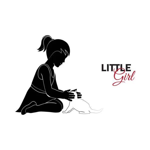 Μικρό Παιδί Μωρό Μου Μικρό Κορίτσι Παίζει Γατάκι — Διανυσματικό Αρχείο