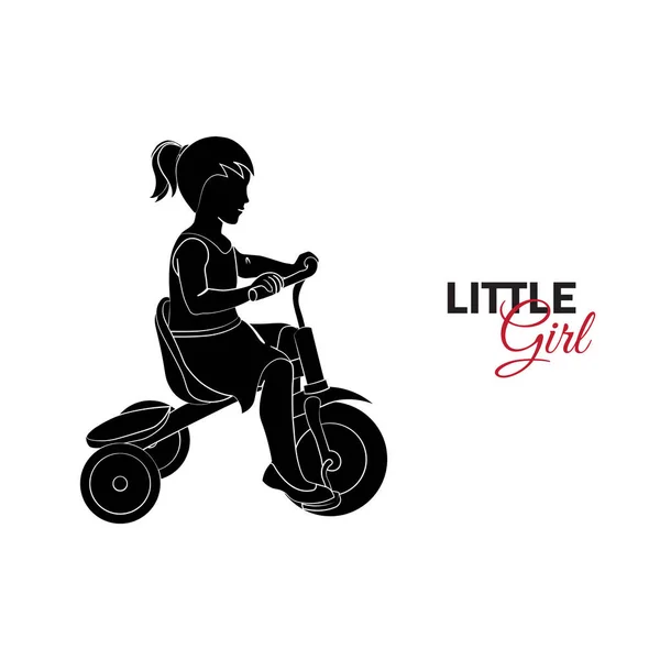 Little Child Baby Little Girl Riding Bicycle — Stock Vector