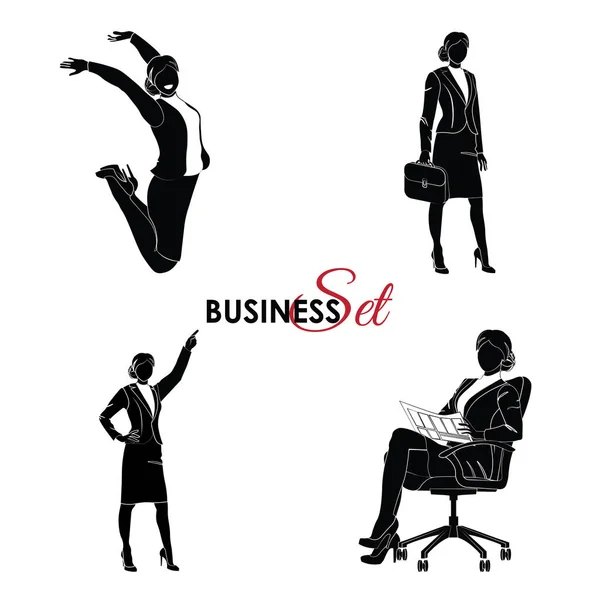 Business Set Geschäftsfrau Eingestellt — Stockvektor