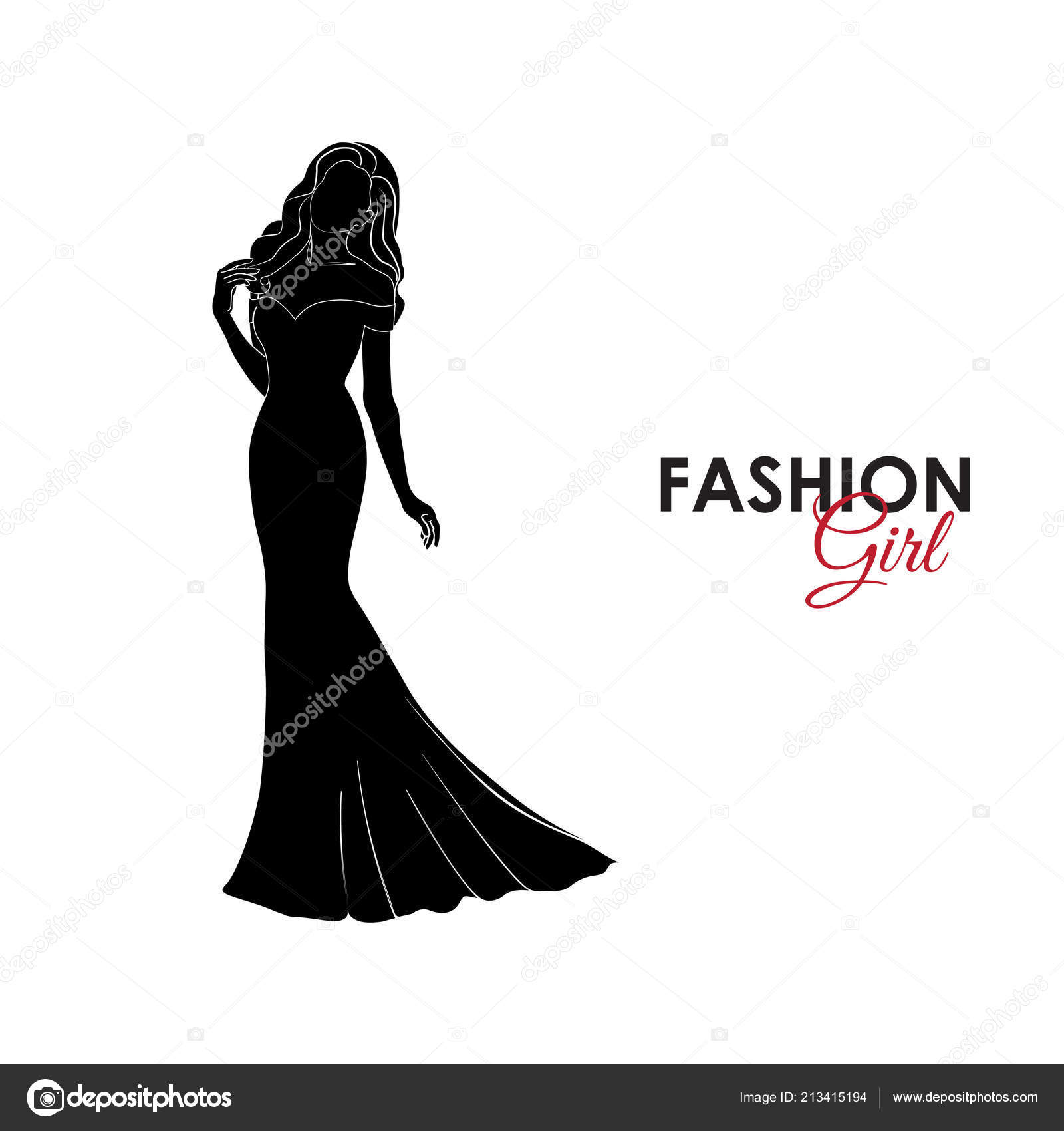 Fashionable Silhouette Woman Long Evening Dress Stock Vector by ...