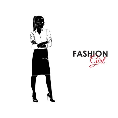 Moda iş takım elbiseli kadın silüeti