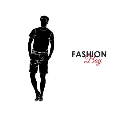 Adam bermudalar ve T-shirt moda silüeti