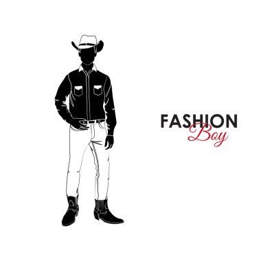 Kovboy şapkalı adam moda silüeti