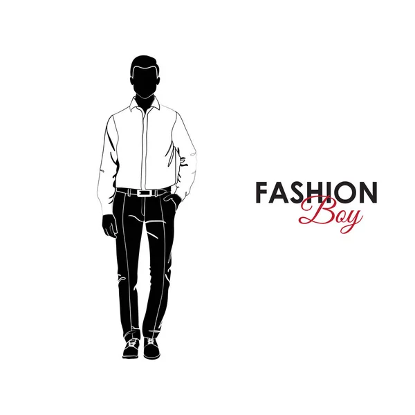 Fashionable Silhouette Man Business Suit — Stock Vector
