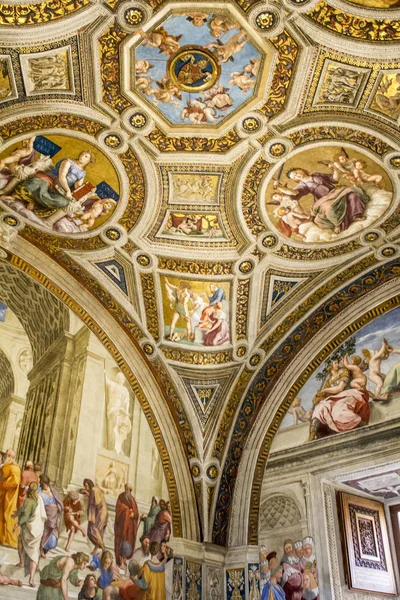 Vatikán Řím Itálie Malování Stropů Fresky Muzeu Vatikán — Stock fotografie