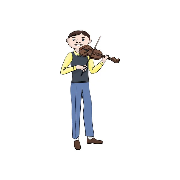 Hombre Chico Tocando Violín Ilustración Color Vectorial — Archivo Imágenes Vectoriales