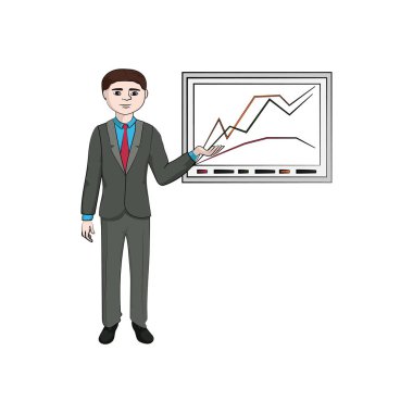 İşadamı bir grafik vektör gösterir