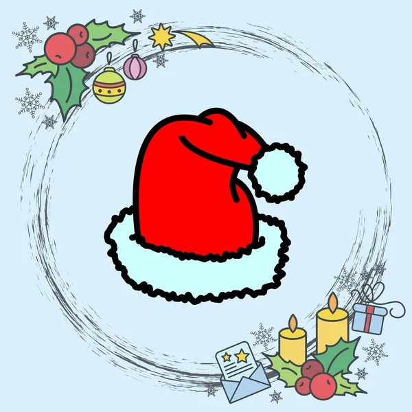Web Satırı Simgesi Şapka Noel Baba — Stok Vektör