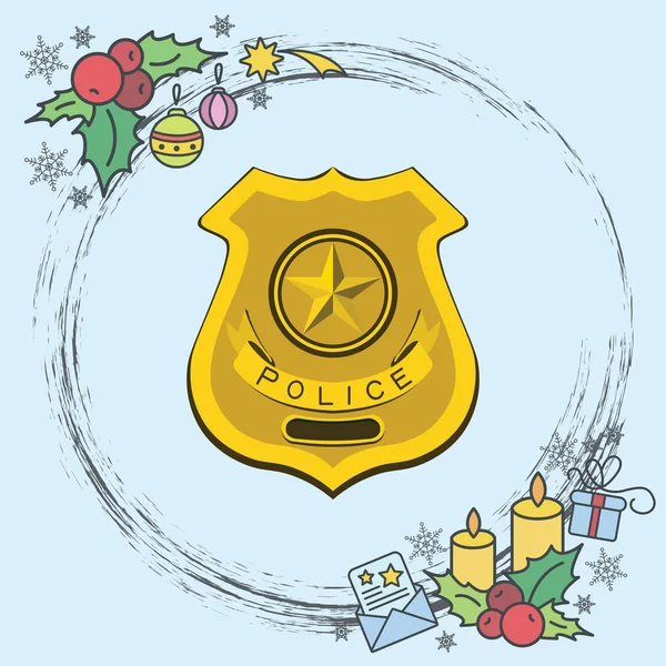 Kleur Vector Afbeelding Politie Badge — Stockvector