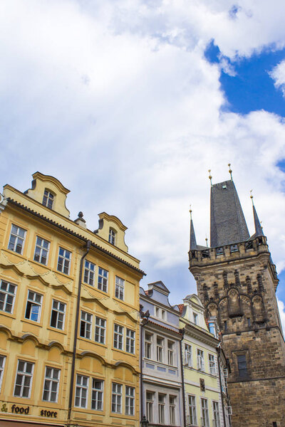 Lesser Town Bridge Tower in Prague. Architecture of Prague old town