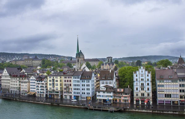 Вид Цюриха Панорама Цюриха Уличное Фото Цюрихская Архитектура — стоковое фото
