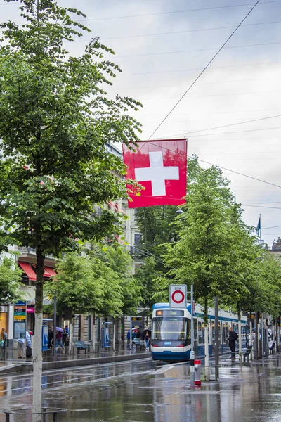 Tram Auf Den Strassen Von Zürich Straßenbild — Stockfoto