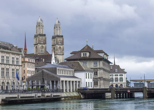 Grossmunster Cattedrale Romanica Zurigo Vista Del Grossmunster Architettura Zurigo Lago — Foto Stock