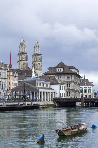 Grossmunster Cattedrale Romanica Zurigo Vista Del Grossmunster Architettura Zurigo Lago — Foto Stock