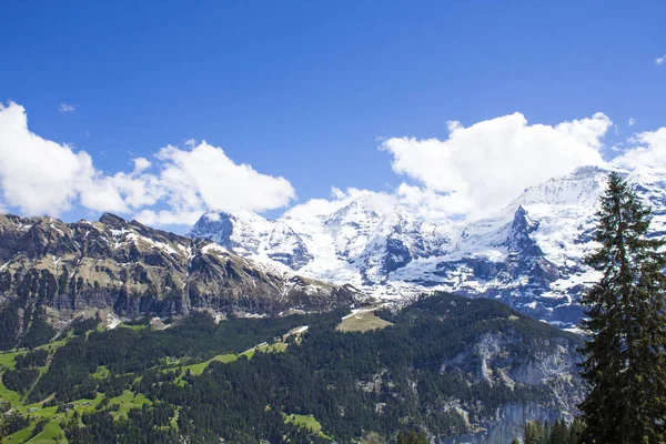 Schweiziska Alperna Alpina Bergen Bergslandskap Turist Foto Våren Alperna — Stockfoto