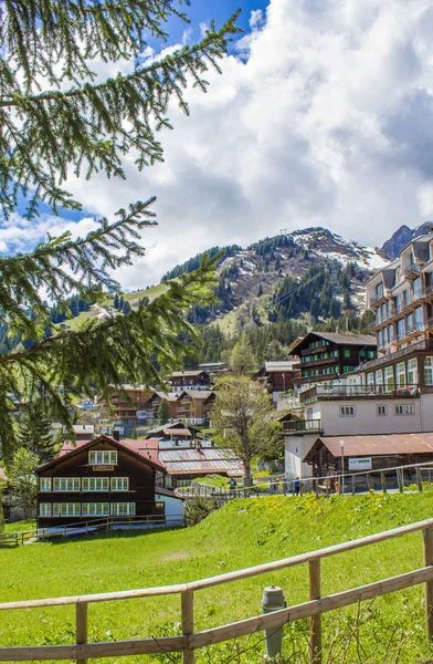 Pueblo Alpino Village Murren Los Alpes Suizos Pueblo Suizo Las —  Fotos de Stock