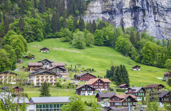 Lauterbrunnen Alpy Szwajcarskie Dolina Wodospadów Wioska Górska — Zdjęcie stockowe