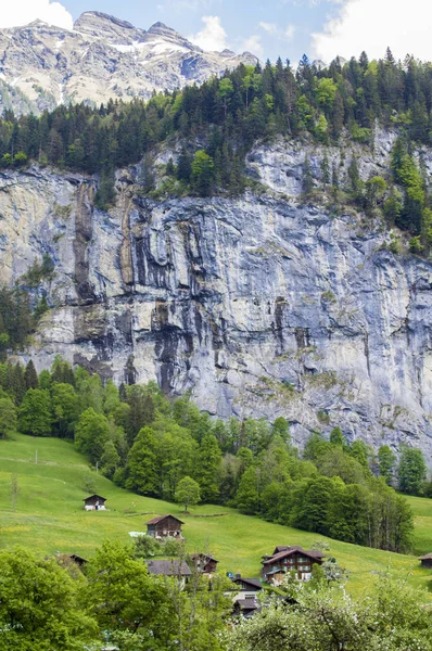 Lauterbrunnen Schweizer Alpen Tal Der Wasserfälle Bergdorf — Stockfoto